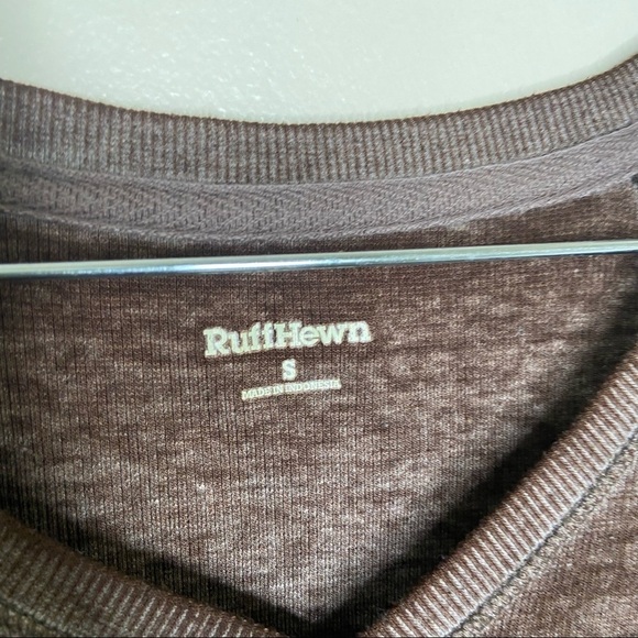 Ruff Hewn Brown Burnout Top Womens Small Casual Comfort Pullover Work Office - Picture 2 of 6